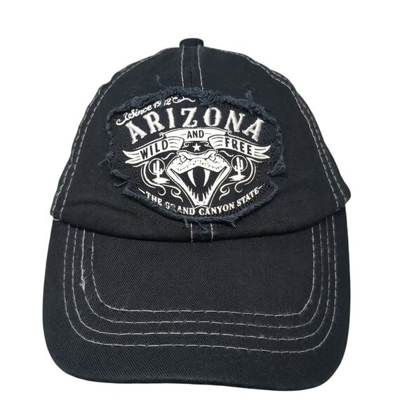 Arizona Wild And Free The Grand Canyon State Baseball Cap Black OS Distressed - Picture 1 of 8